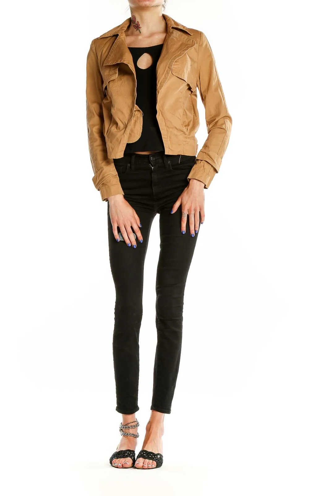 Camel Cropped Moto Jacket