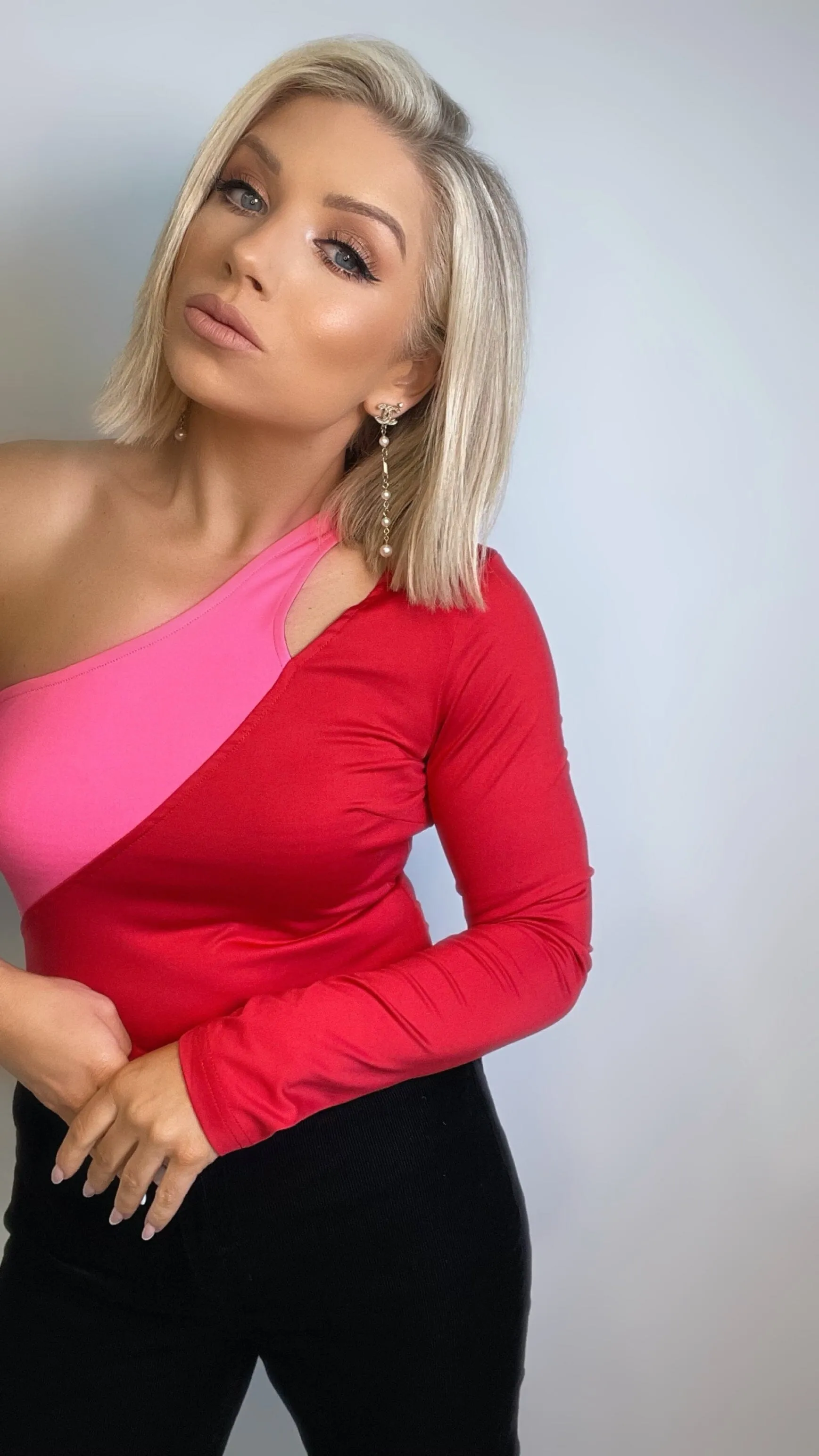 CLEO BODYSUIT - RED & PINK