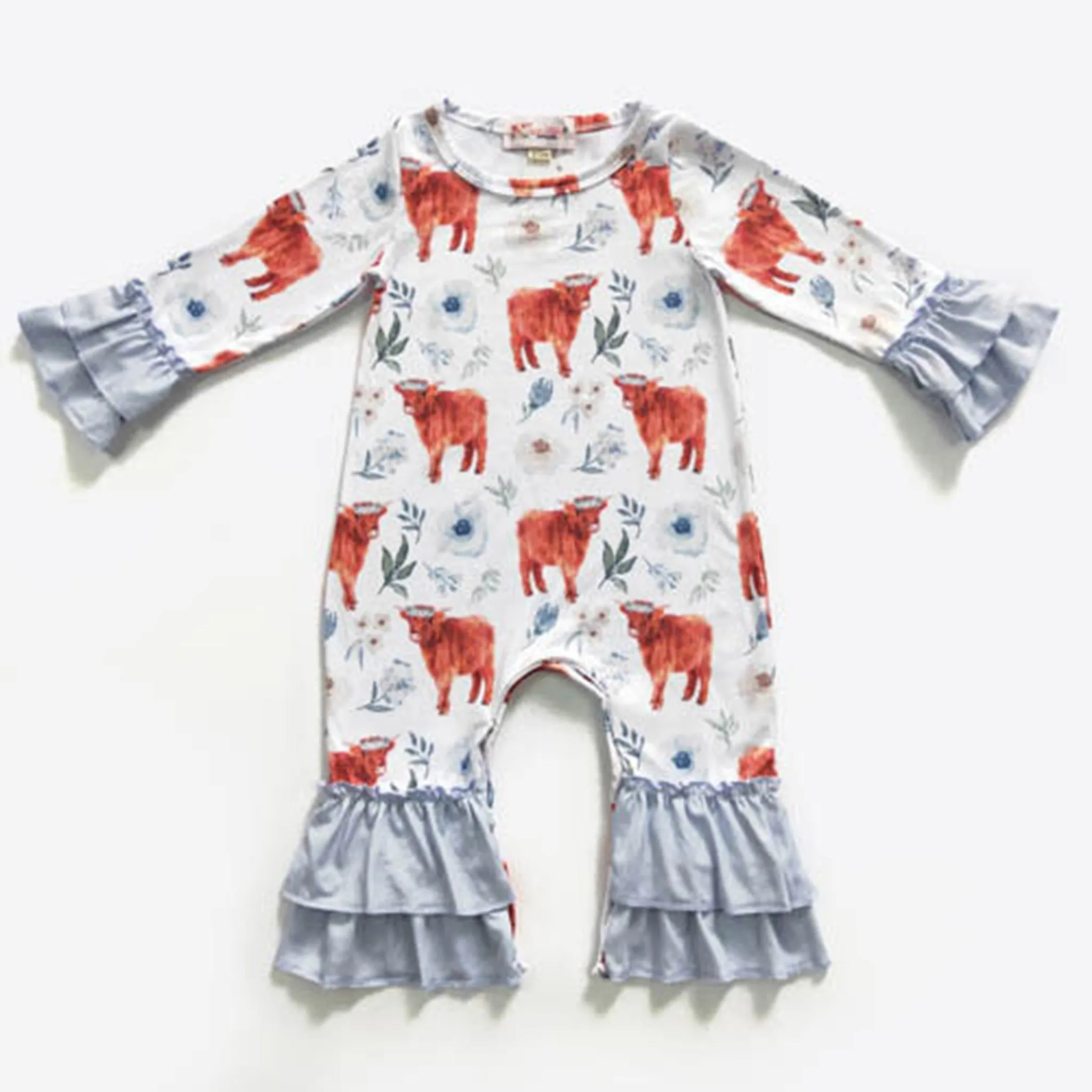 Clover Cottage Infant Baby Blue Highland Romper