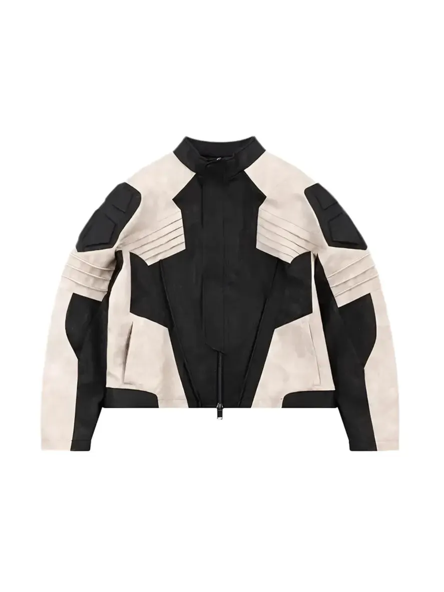 Color Block Patchwork Faux Leather Jacket