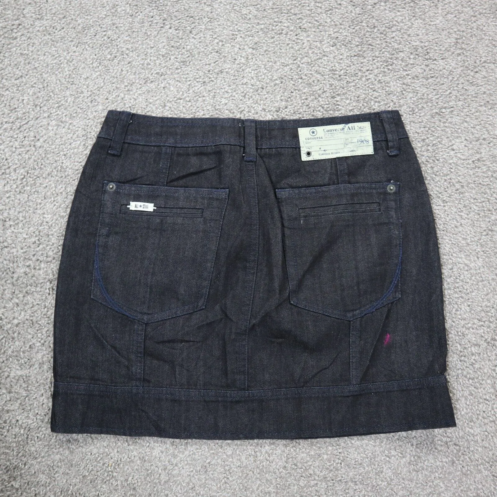 Converse Womens Straight & Pencil Skirt Denim Flat Front Pockets Black Size 28