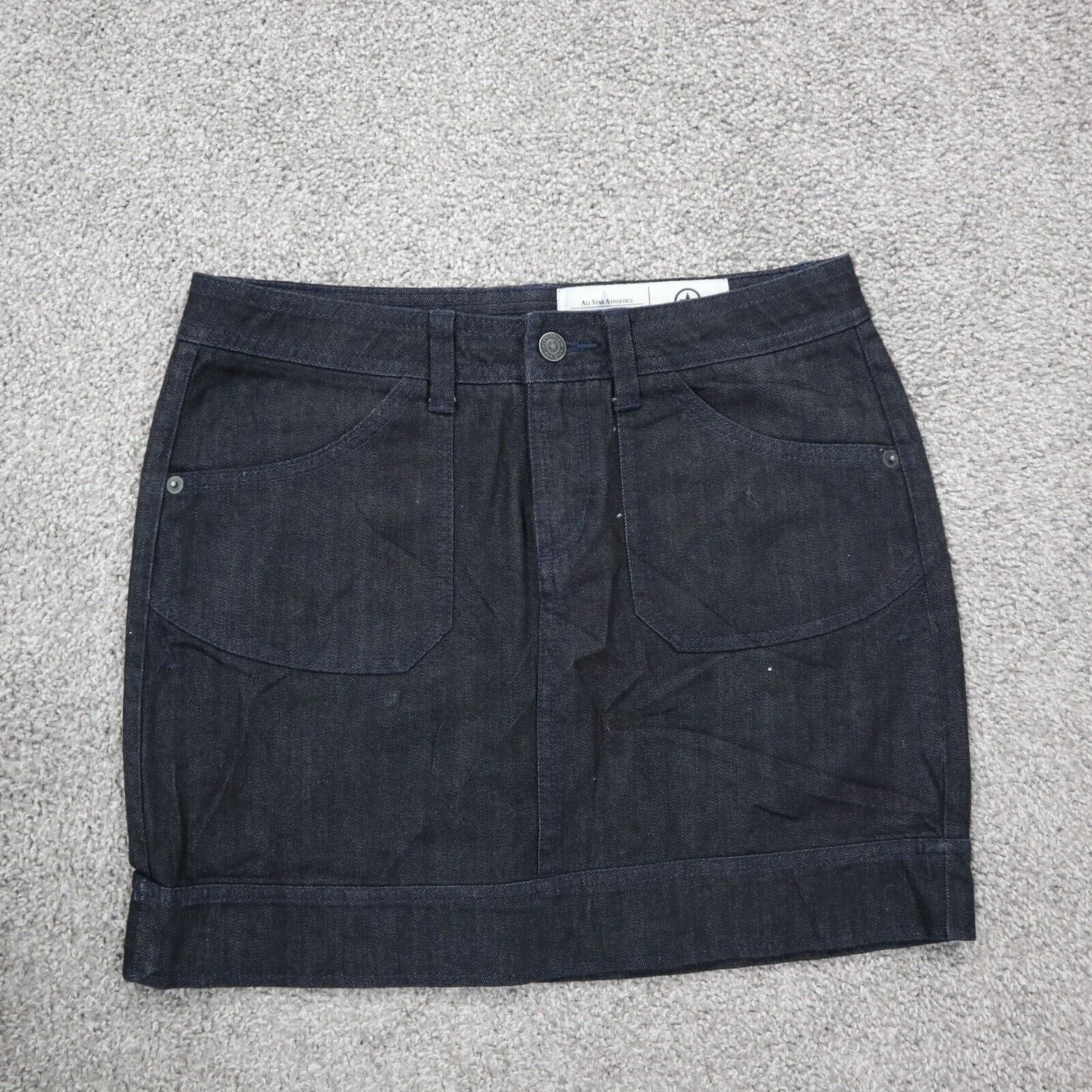 Converse Womens Straight & Pencil Skirt Denim Flat Front Pockets Black Size 28