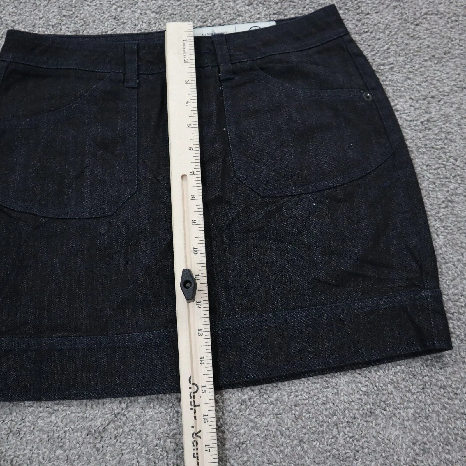 Converse Womens Straight & Pencil Skirt Denim Flat Front Pockets Black Size 28