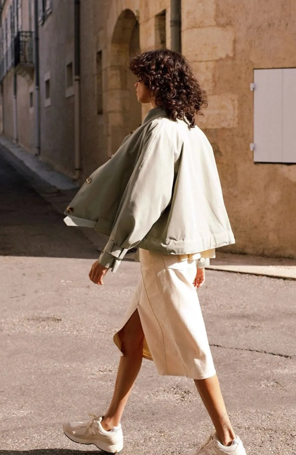 Cream Pencil Denim Skirt