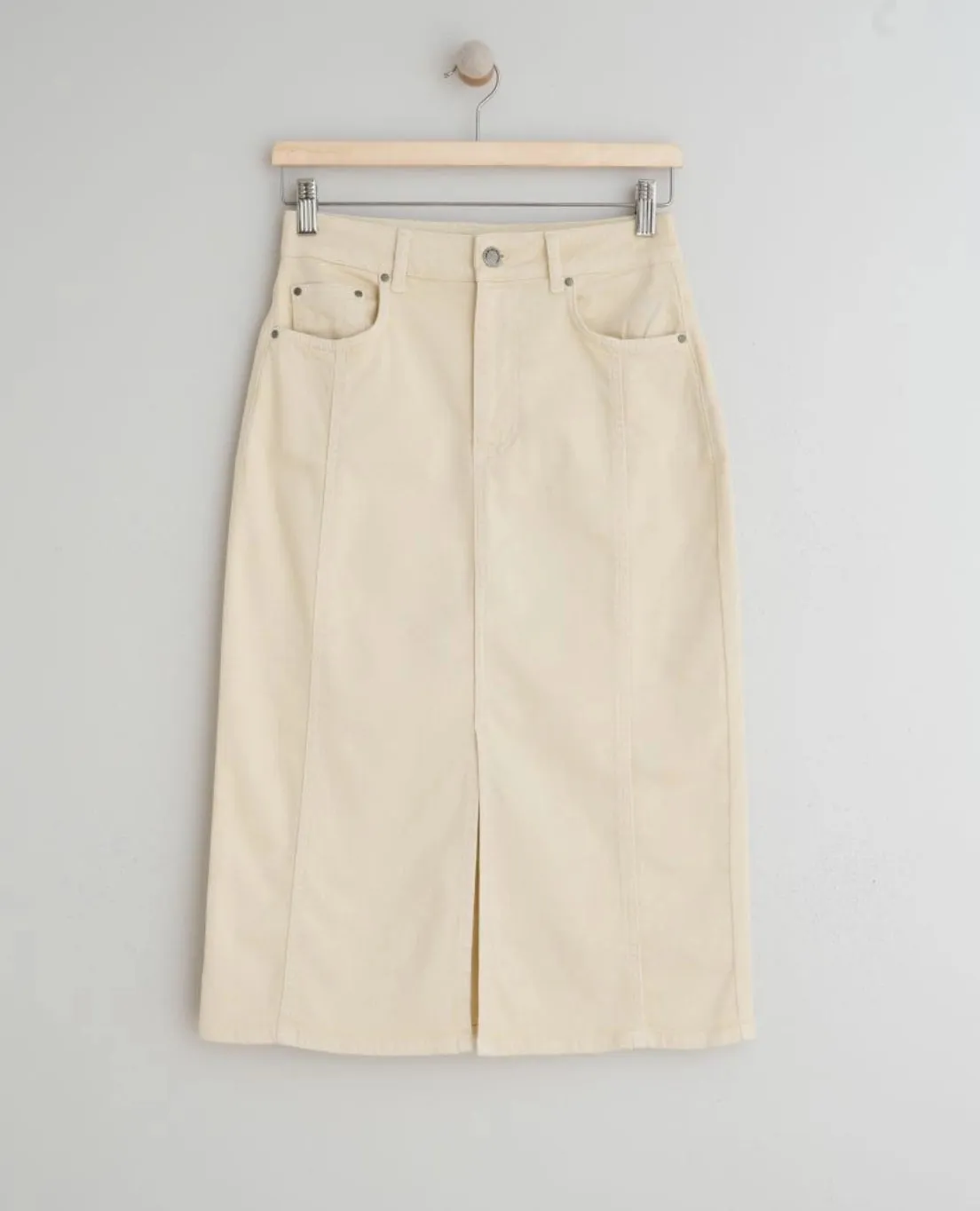 Cream Pencil Denim Skirt