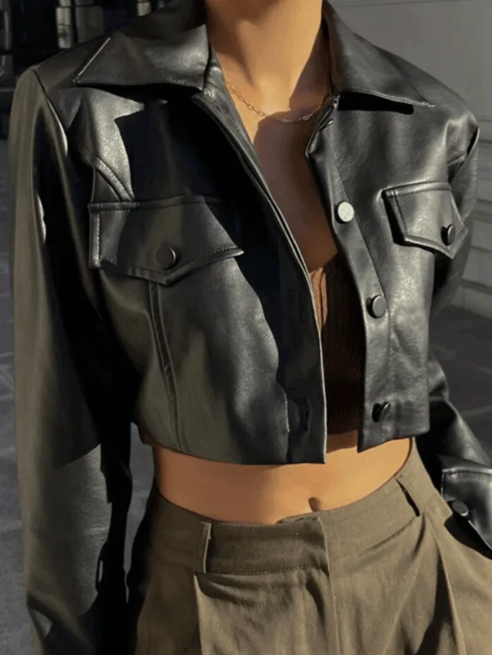 Cropped Black Biker Jacket