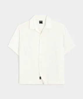 Cropped Embroidered Ajour Shirt in White