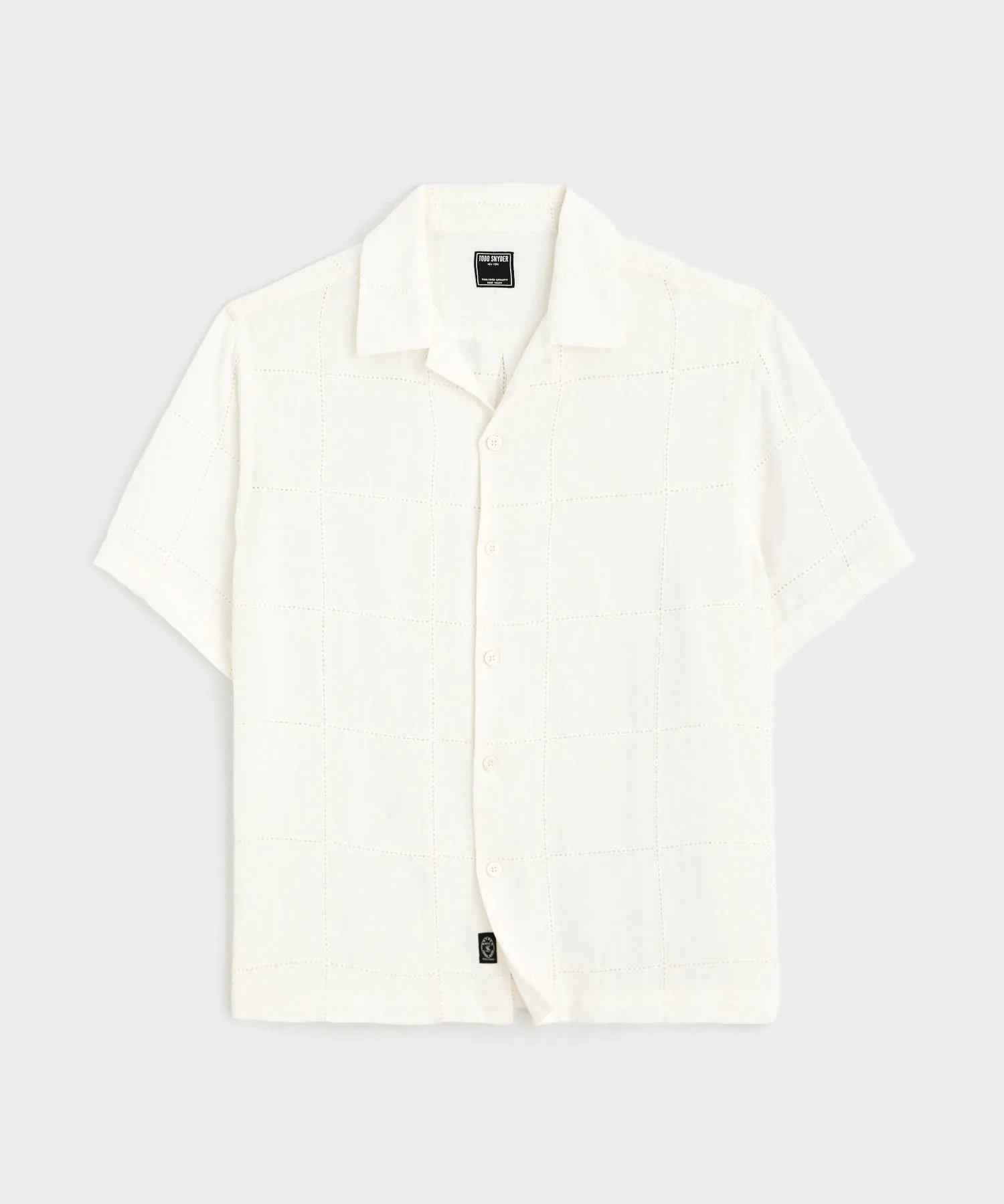 Cropped Embroidered Ajour Shirt in White