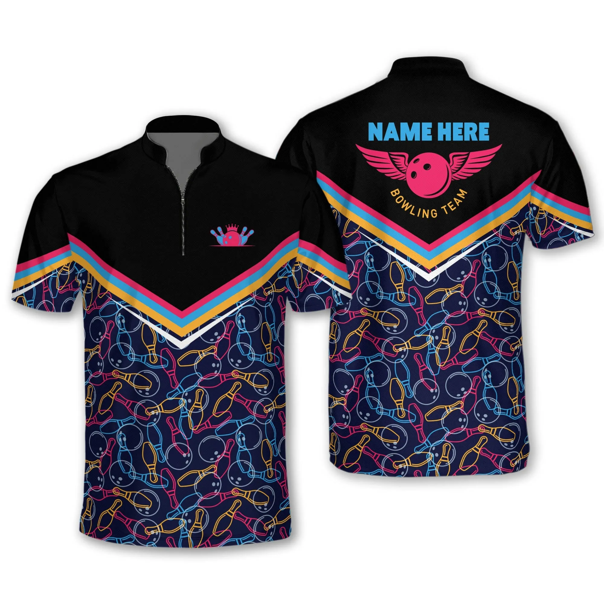 Custom Name Team Bowling Icon Pattern Skull Bowling Team Jerseys For Men