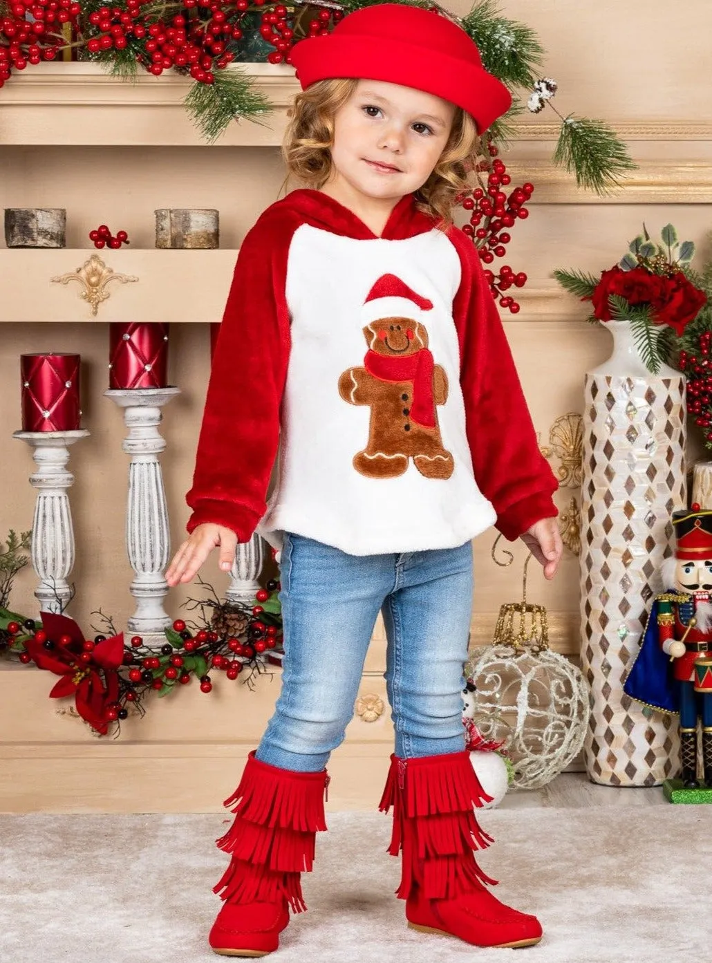 Cutest Gingerbread Fleece Raglan Holiday Hoodie