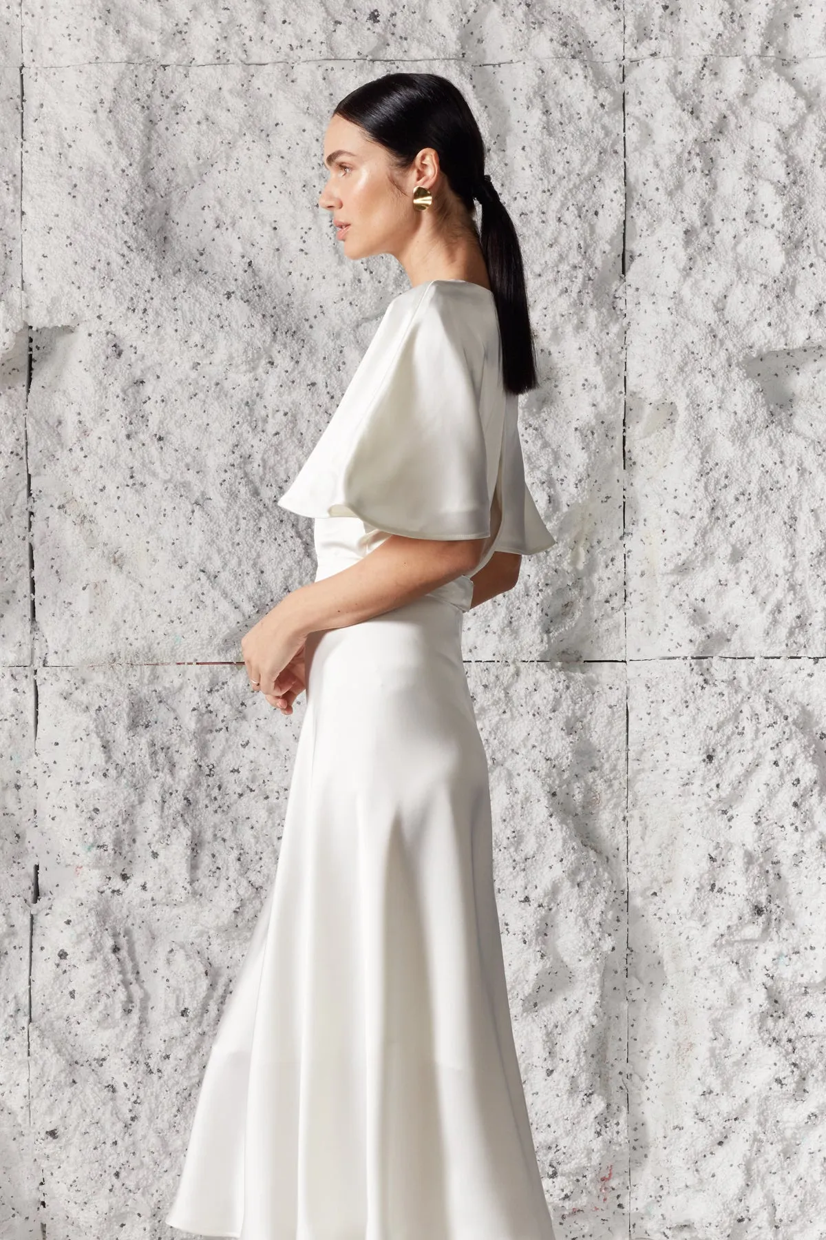 DAHLIA midi wedding dress with butterfly sleeves