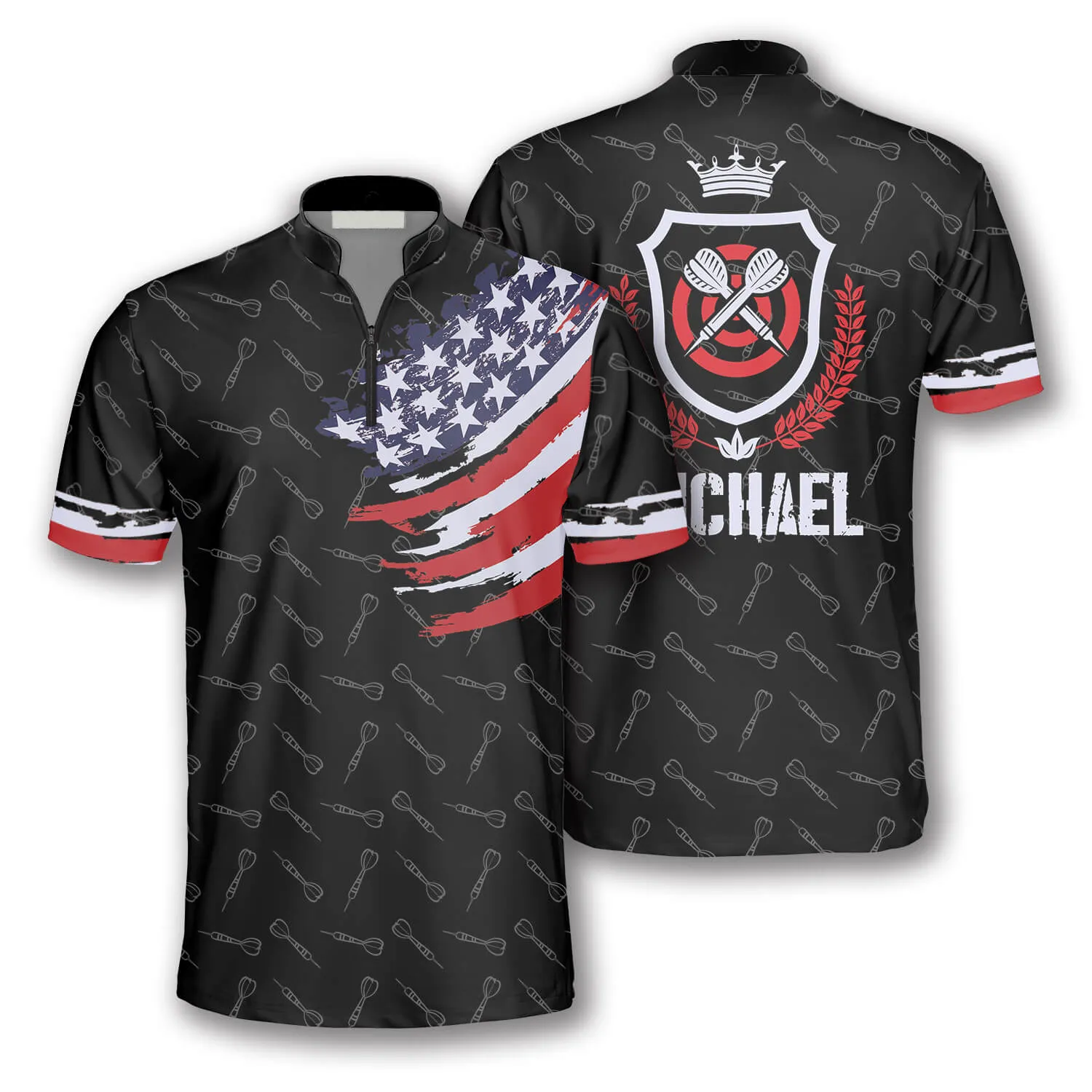 Dart Arrow Pattern American Flag Custom Darts Jerseys for Men, Dart Shirt, Flag Shirt