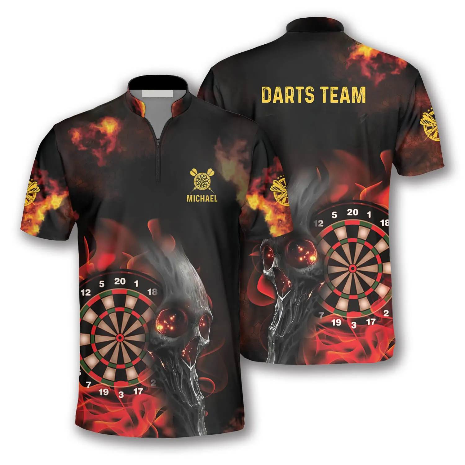 Darts Fire Smoky Skull Custom Darts Jerseys For Men, Skull Dart Jersey shirt for Team