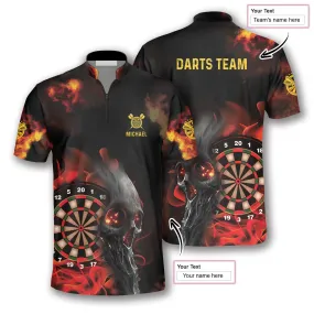 Darts Fire Smoky Skull Custom Darts Jerseys For Men, Skull Dart Jersey shirt for Team