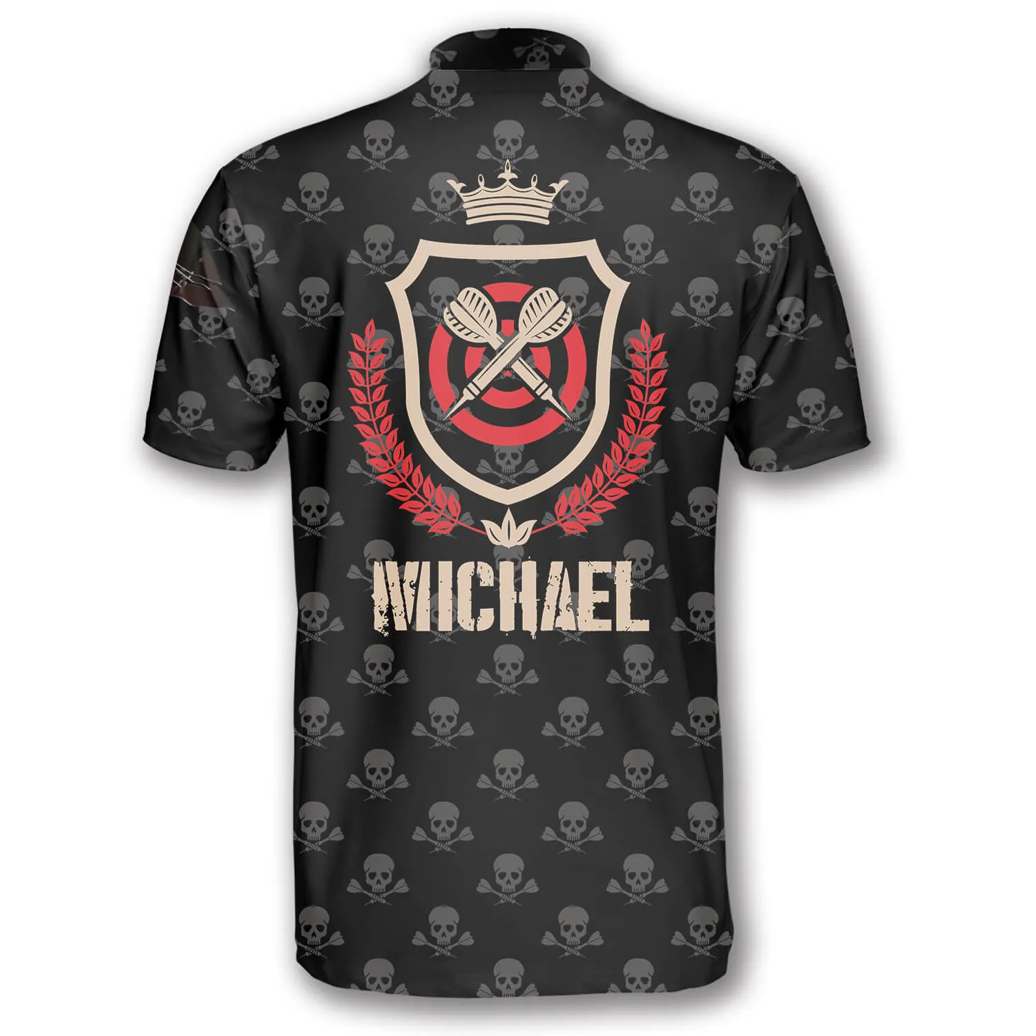 Darts Skull Pattern Crown Emblem Custom Darts Jerseys for Men, Dart Shirt, Skull Shirt