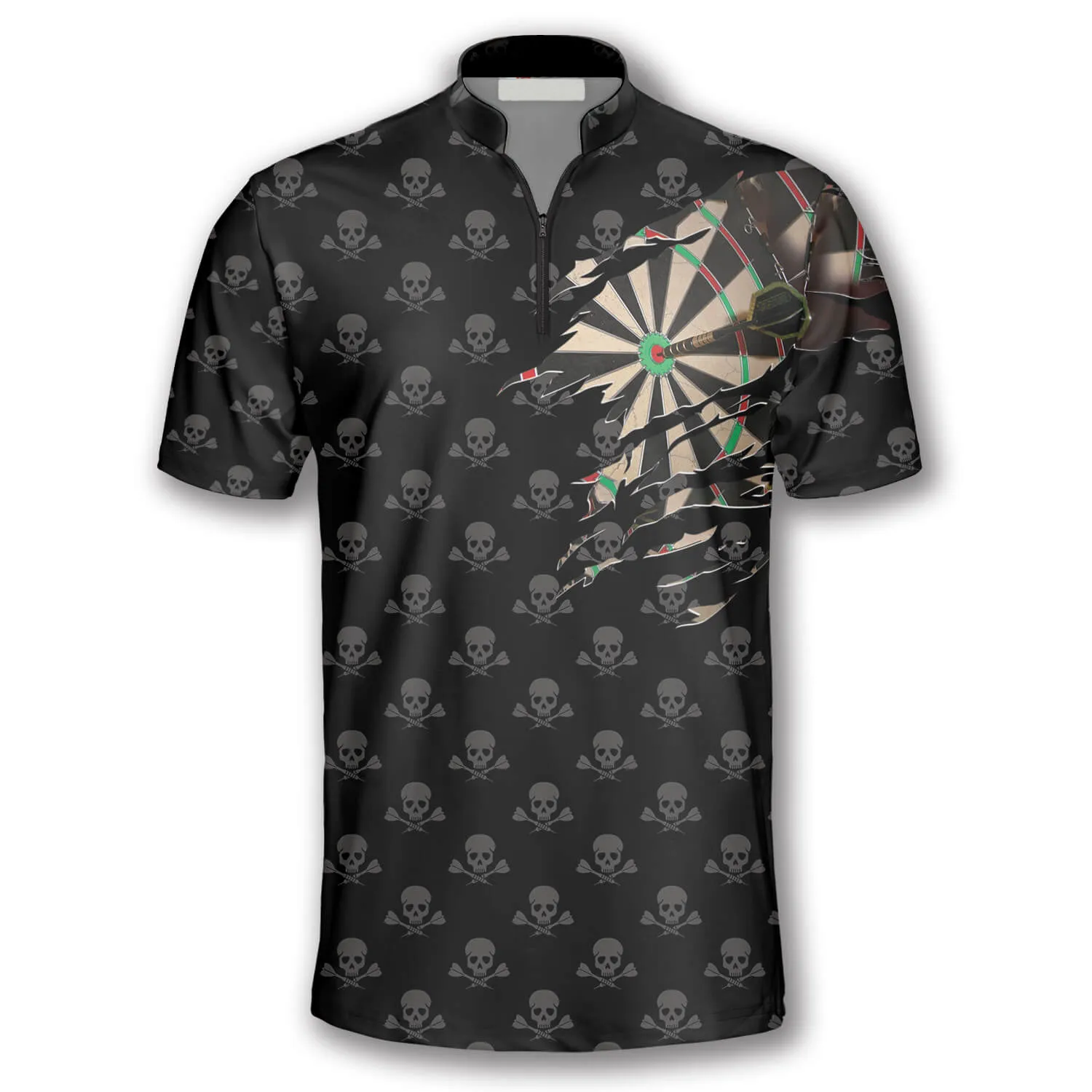 Darts Skull Pattern Crown Emblem Custom Darts Jerseys for Men, Dart Shirt, Skull Shirt