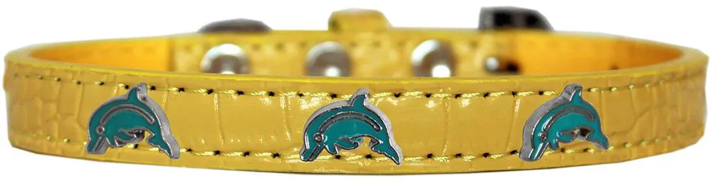 Dolphin Widget Croc Dog Collar Yellow Size 16