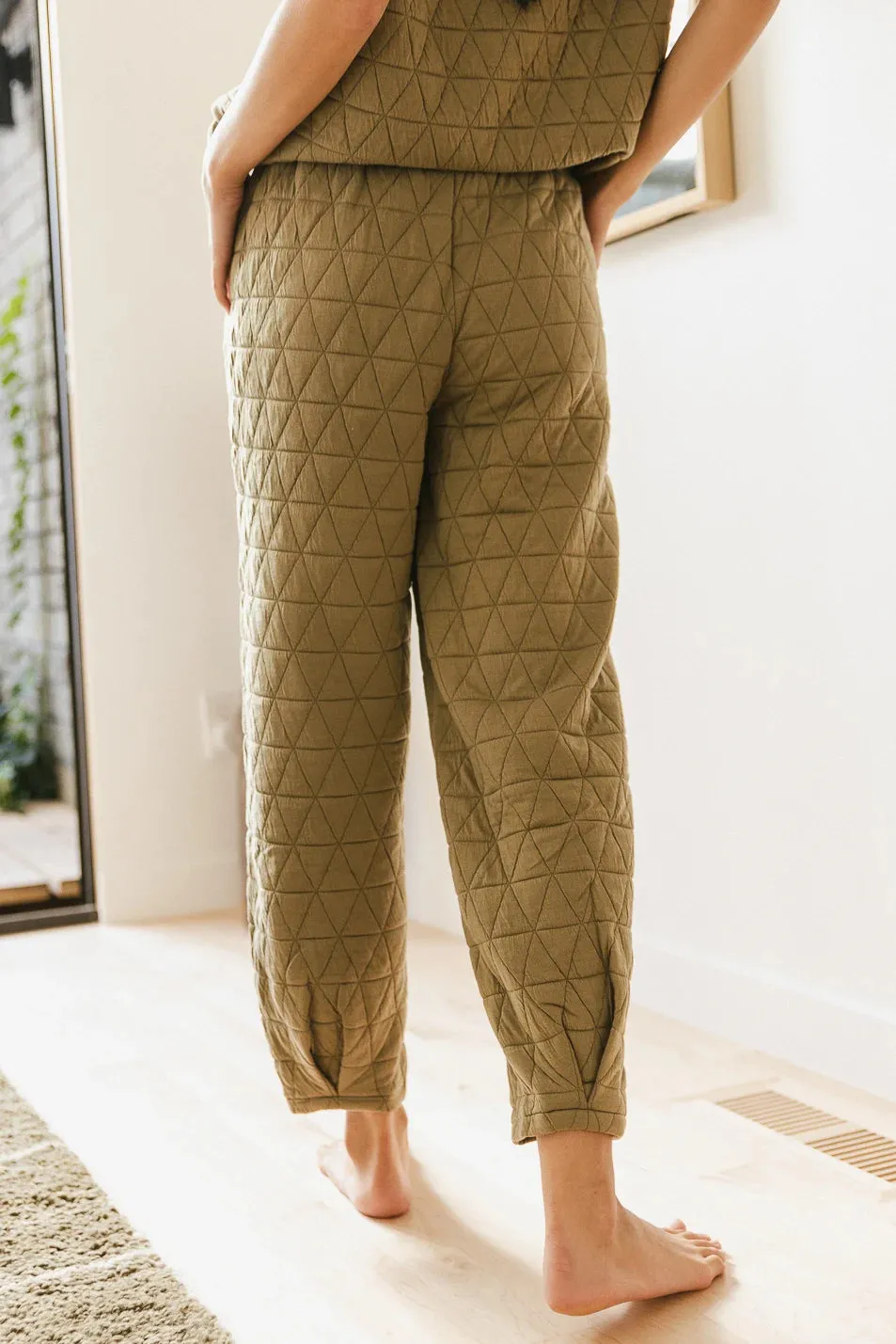 Elora Quilted Joggers in Olive - FINAL SALE