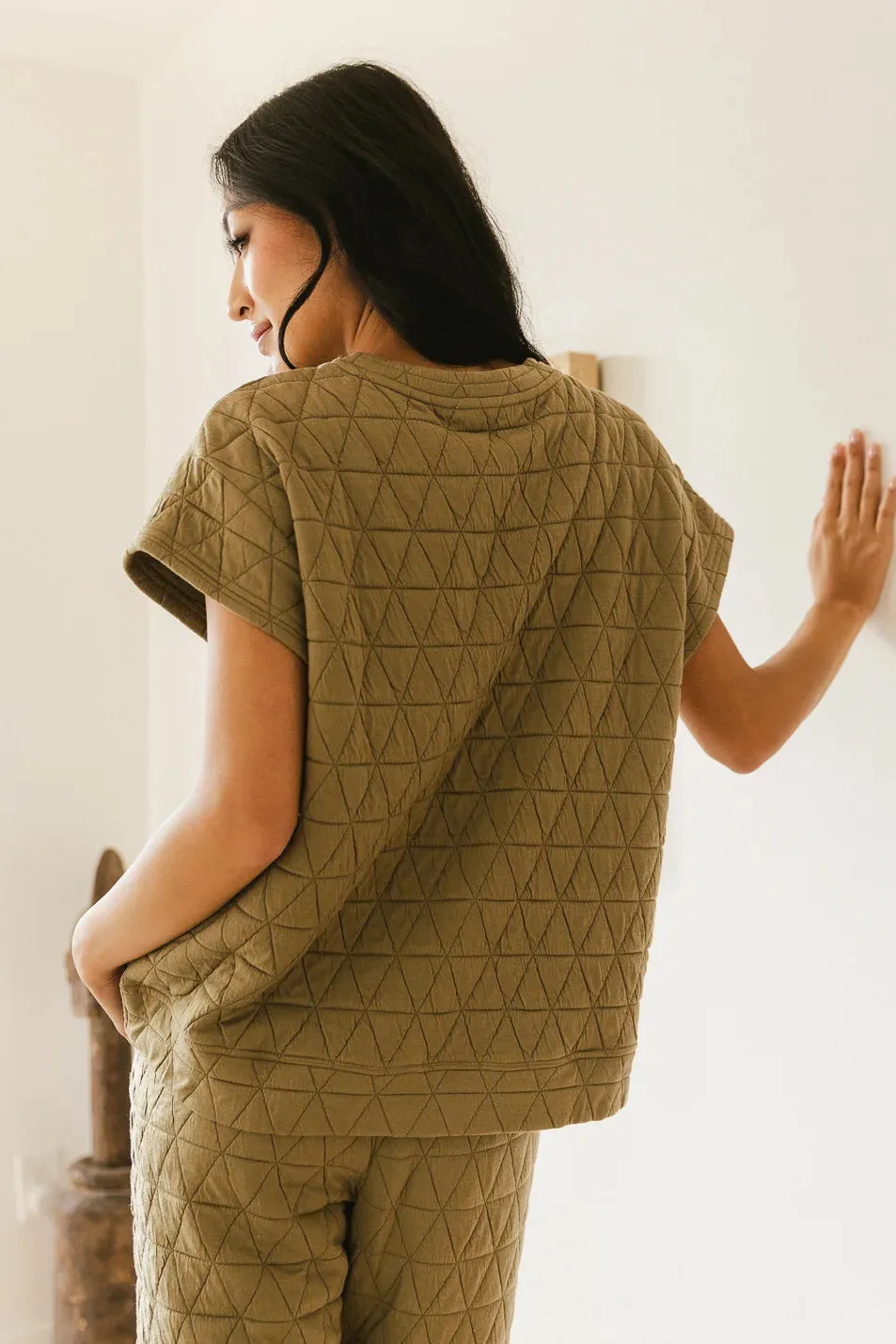 Elora Quilted Top in Olive - FINAL SALE