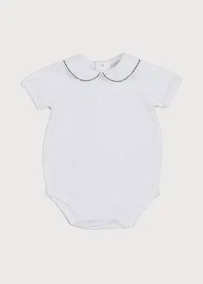 Embroidered Peter Pan Collar Short Sleeve Bodysuit in White (3mths-2yrs)