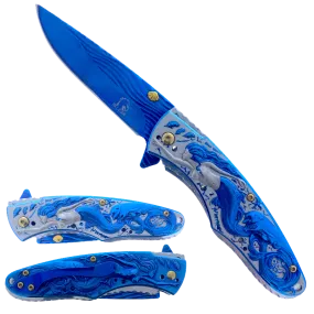 Falcon 8" Overall Knife W/ Blue Mermaid Design