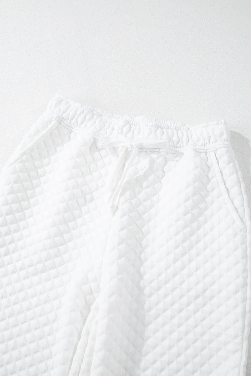 FASHION HOUSE- White Quilted Hoodie and Sweatpants Two Piece Set