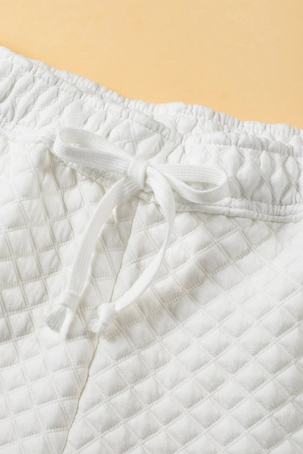 FASHION HOUSE- White Quilted Hoodie and Sweatpants Two Piece Set