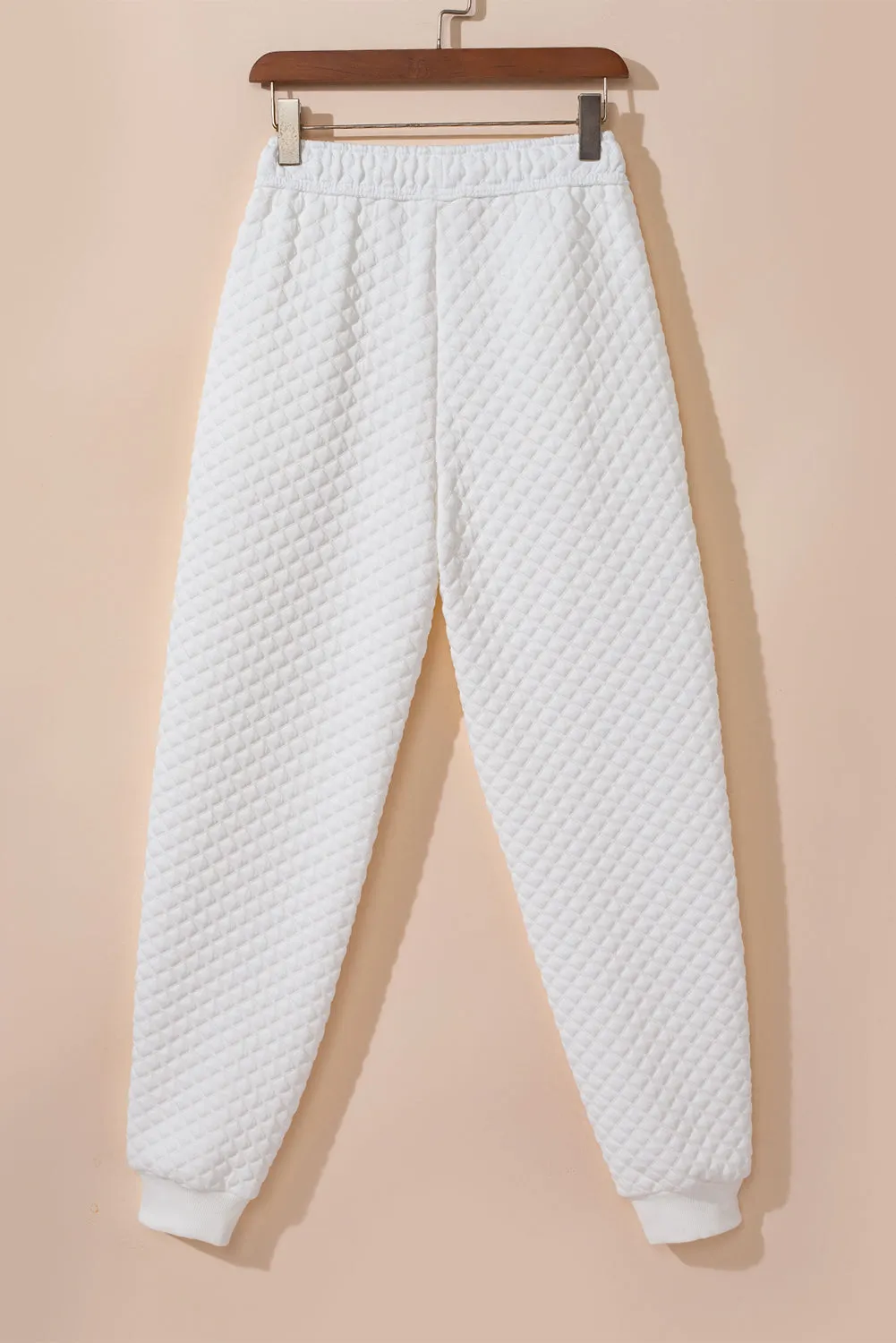 FASHION HOUSE- White Quilted Hoodie and Sweatpants Two Piece Set