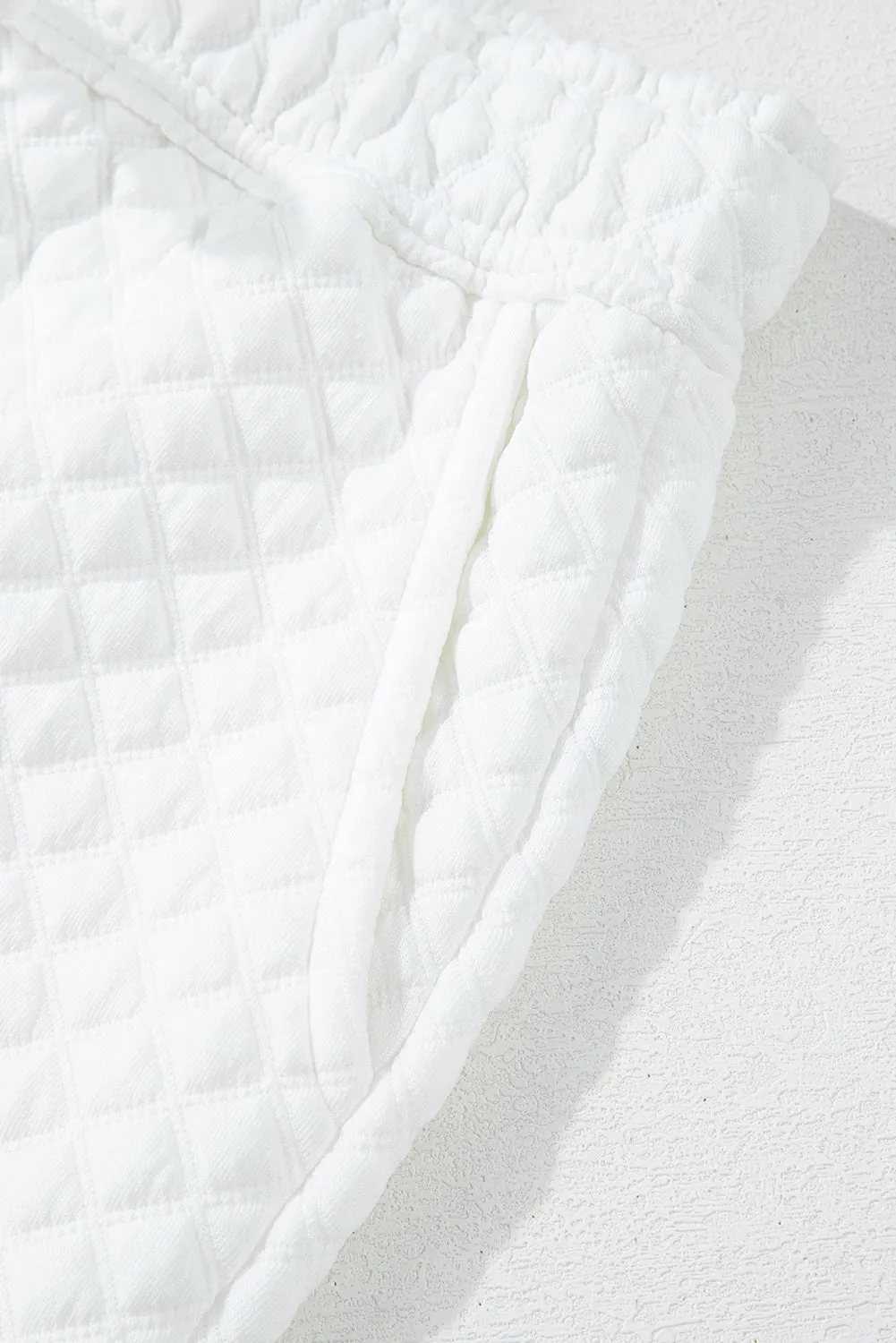 FASHION HOUSE- White Quilted Hoodie and Sweatpants Two Piece Set