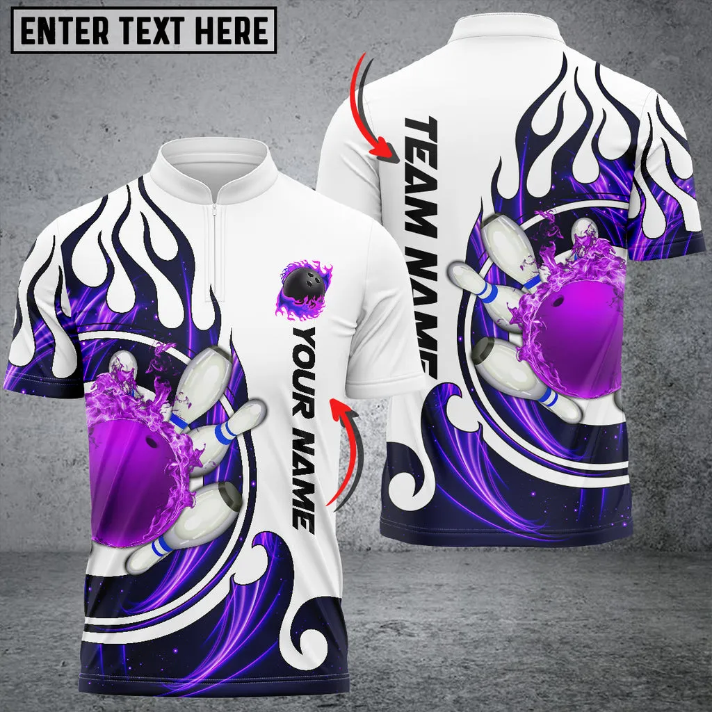 Fire Blaster Bowling And Pins Multicolor Option Customized Name 3D Bowling Jersey Shirt