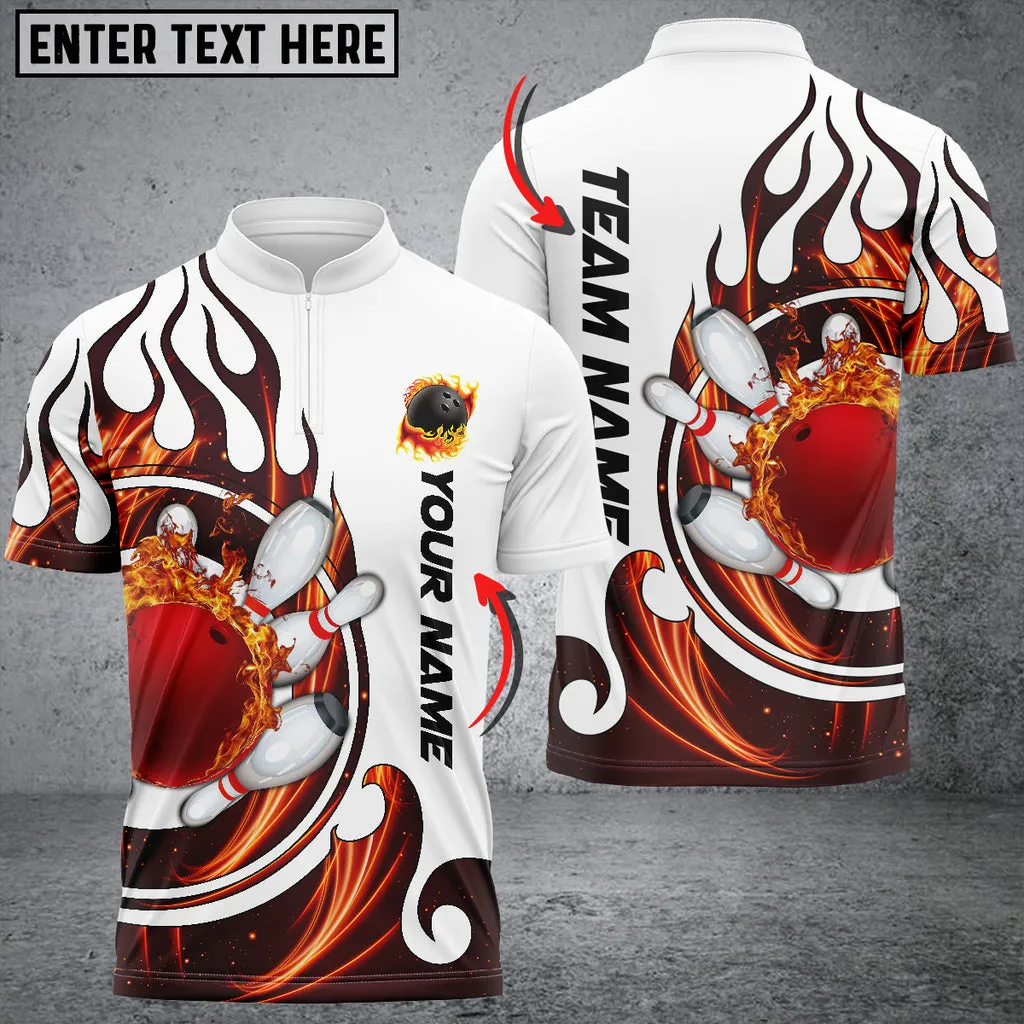 Fire Blaster Bowling And Pins Multicolor Option Customized Name 3D Bowling Jersey Shirt