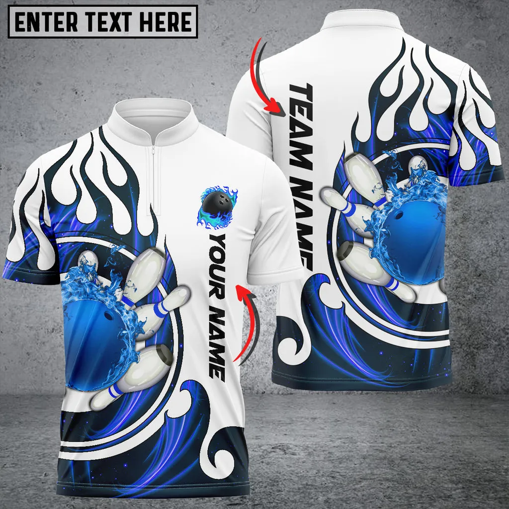 Fire Blaster Bowling And Pins Multicolor Option Customized Name 3D Bowling Jersey Shirt