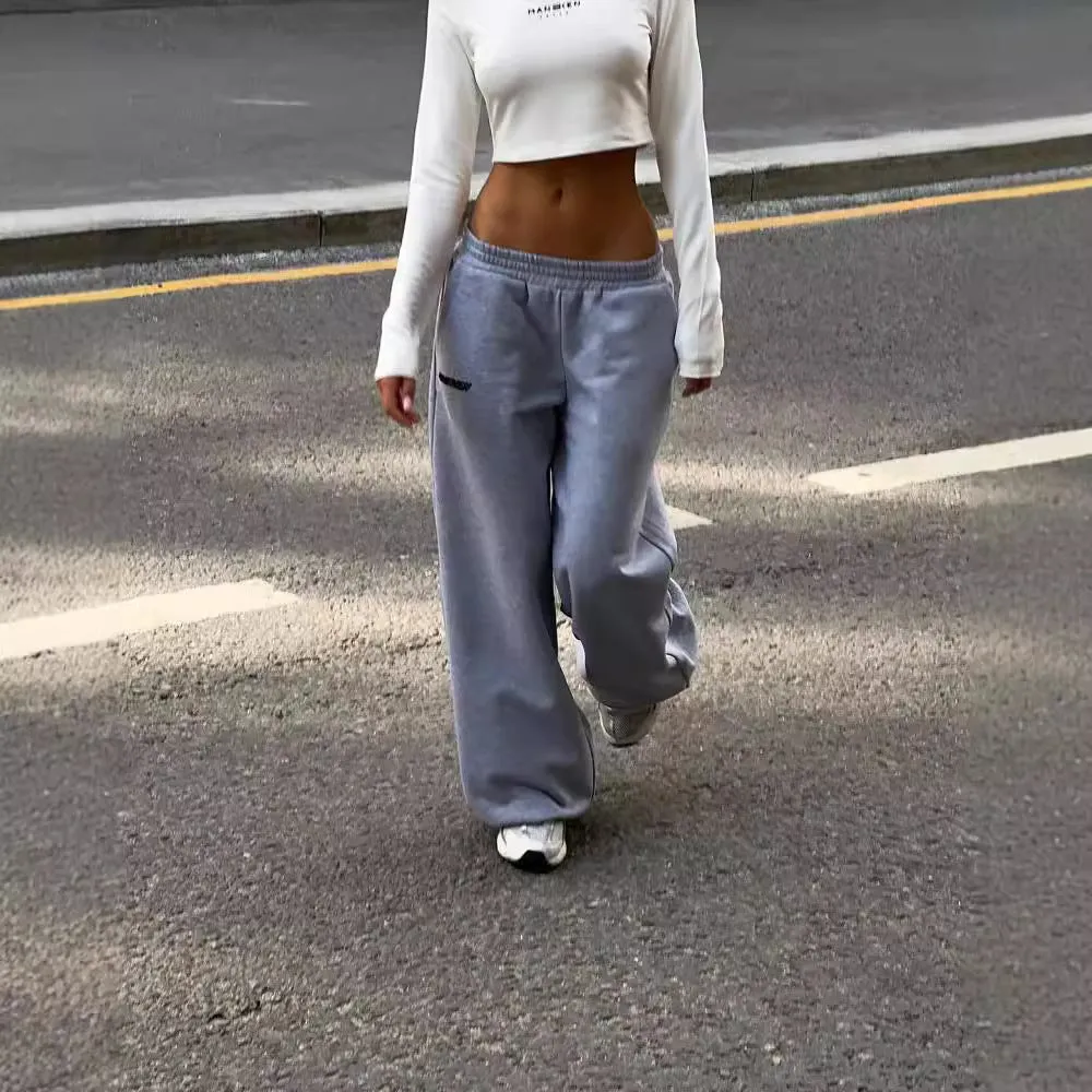 Flytonn-women fall outfits high street ins style  fall outfits women Lazy Style Loose Wide-Leg Sweatpants for Women 2024 Autumn and Winter New Fashion All-Match Low Waist Pants for Women