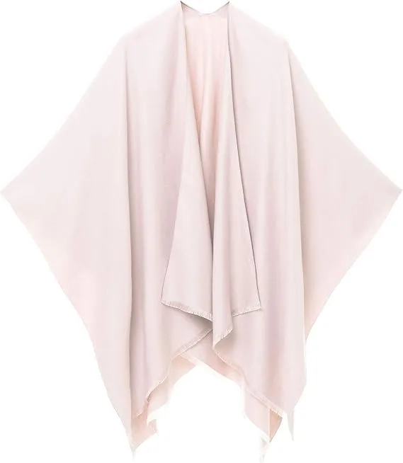 Geometric Pink Luxurious Knit Sweater Poncho Cardigan