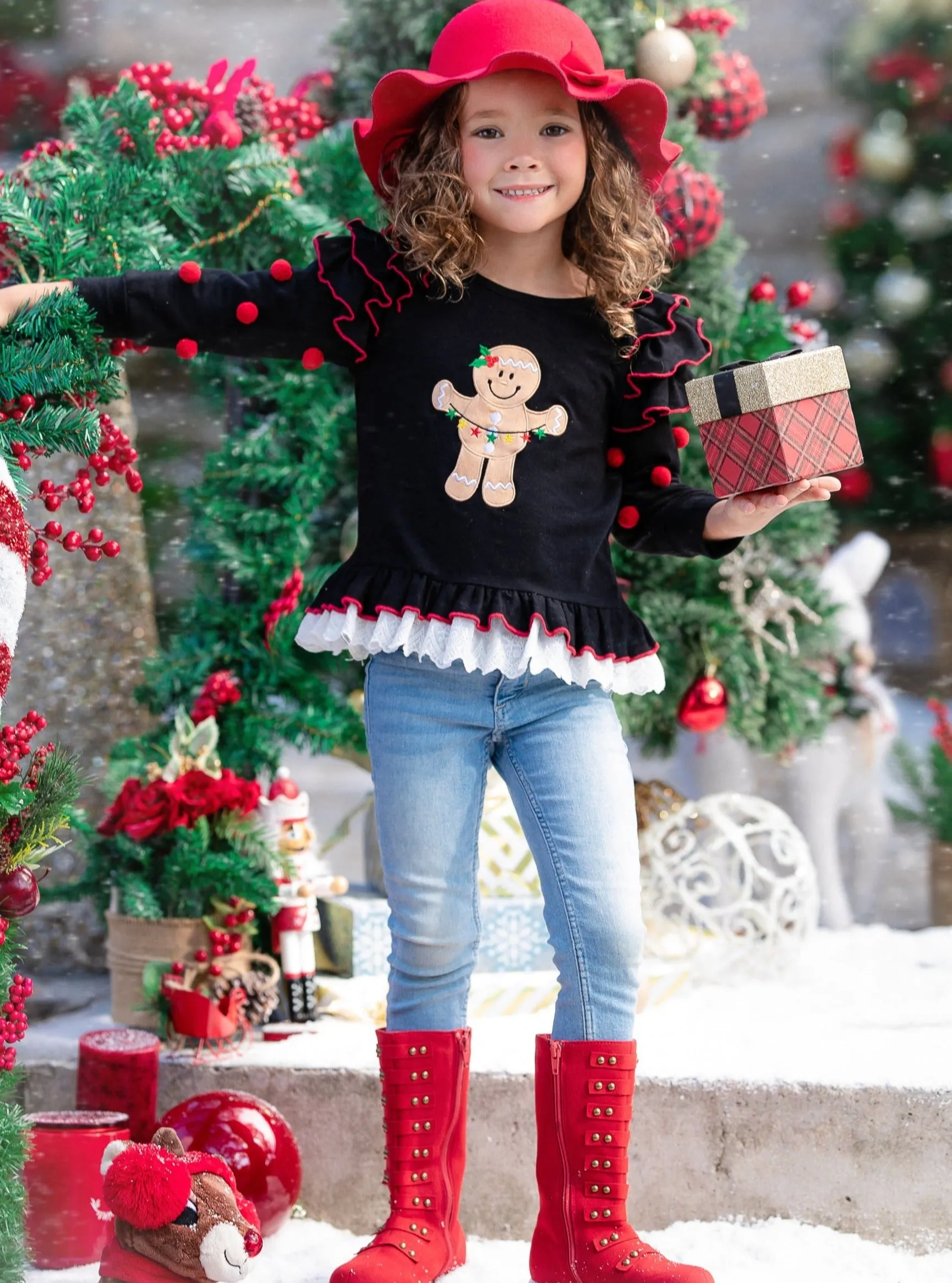 Gingerbread Cookie Glow Ruffled Top