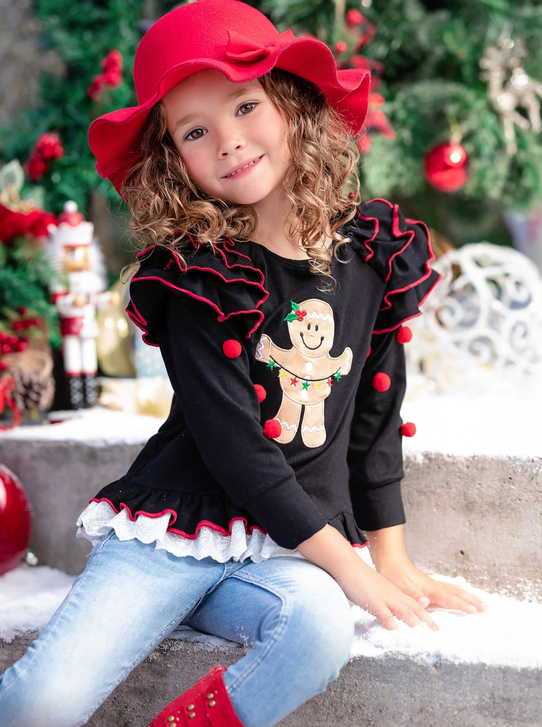 Gingerbread Cookie Glow Ruffled Top