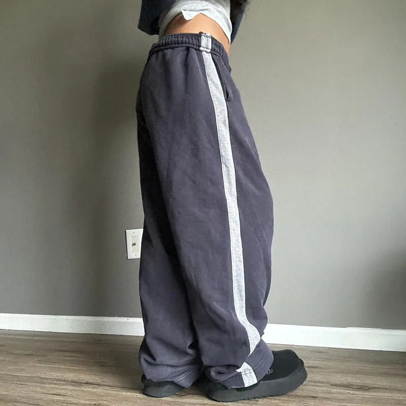 Girlary comfy school outfits 2024 New Sports Lace-up Elastic Waist Sweatpants Women's All-Match High Waist Loose Wide Leg Straight Trousers