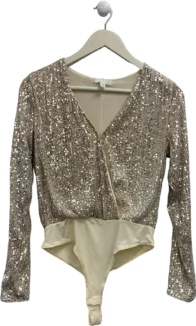 H&M Beige Sequin Bodysuit UK 8