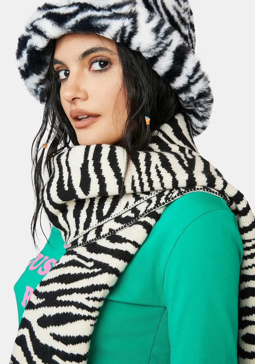 Hard To See Zebra Print Scarf