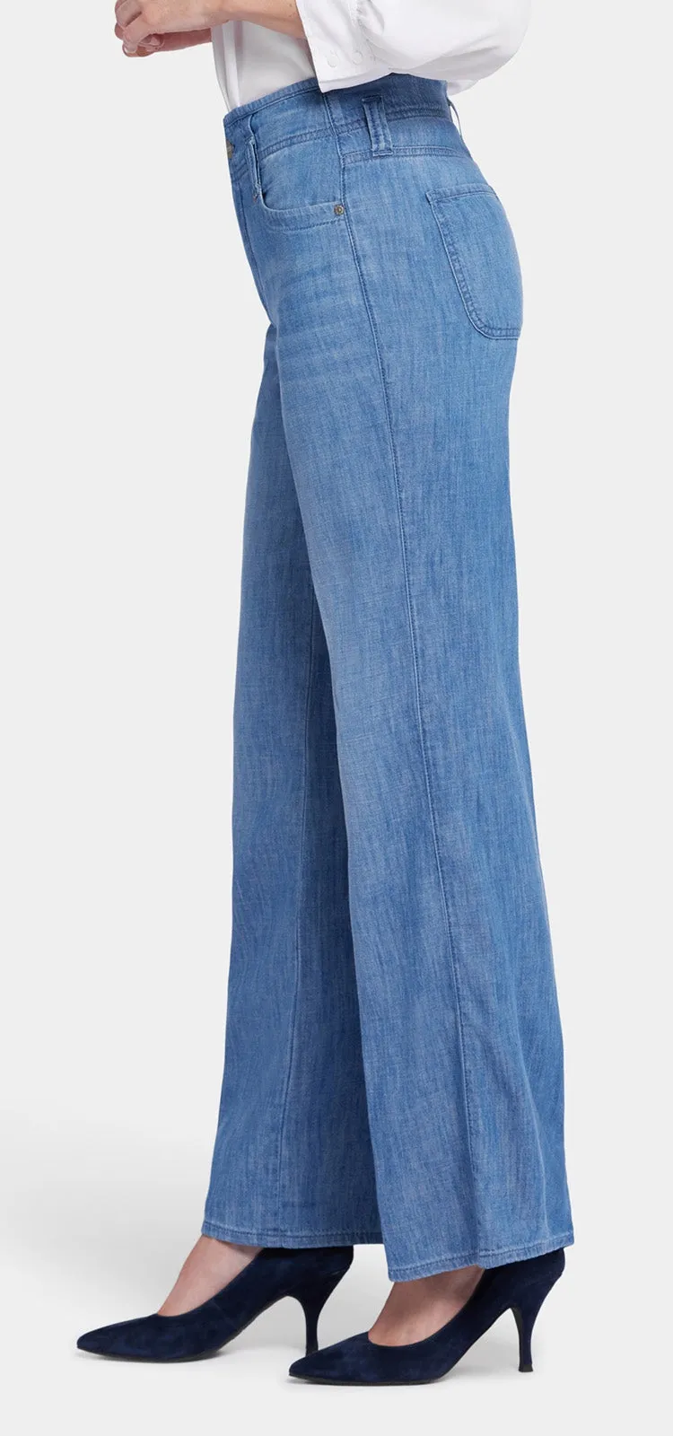 High Rise Teresa Wide Leg Jeans Mediumblauw Premium Denim | Corfu