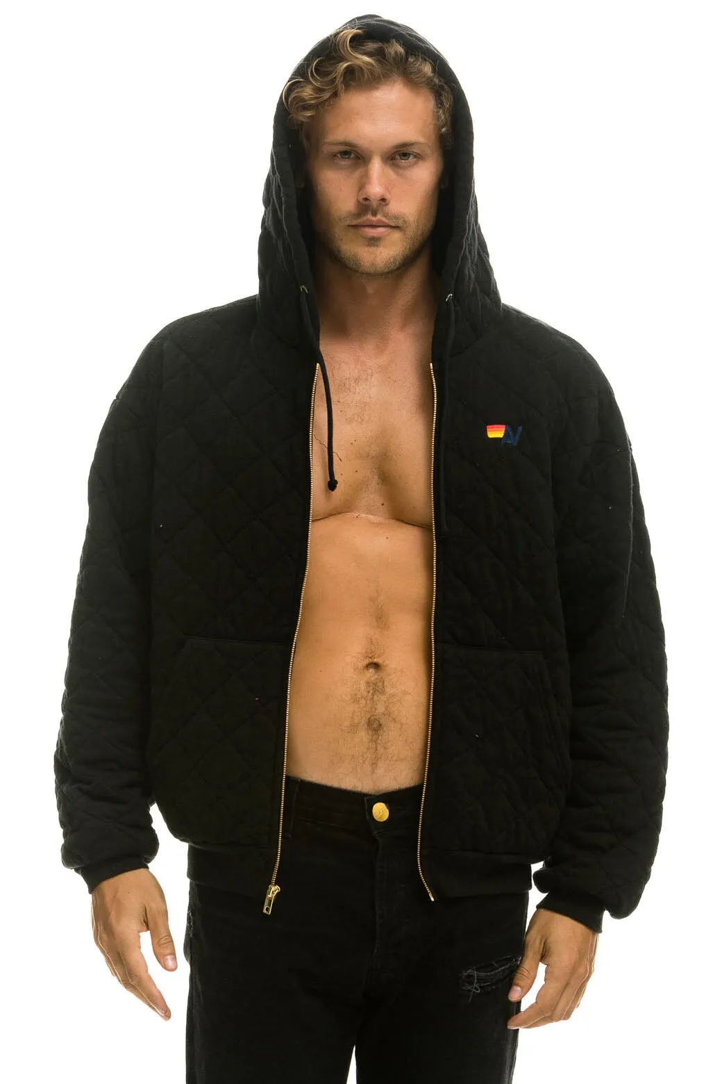 Holiday - QUILTED ZIP HOODIE RELAXED - BLACK