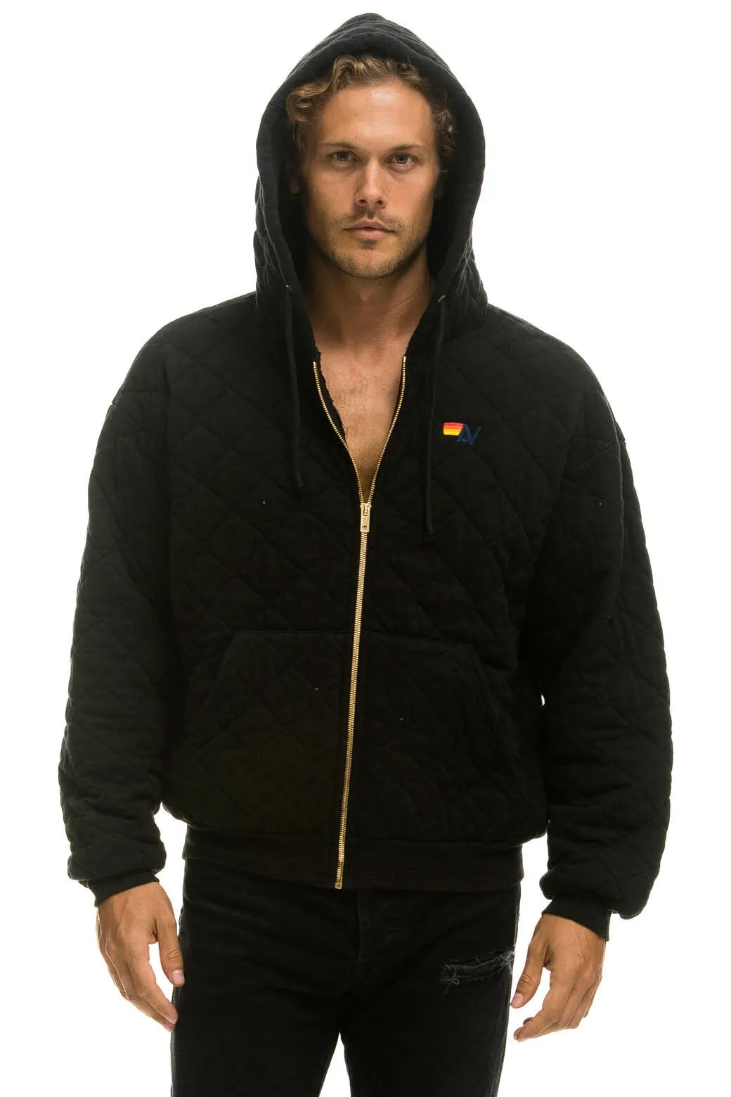 Holiday - QUILTED ZIP HOODIE RELAXED - BLACK