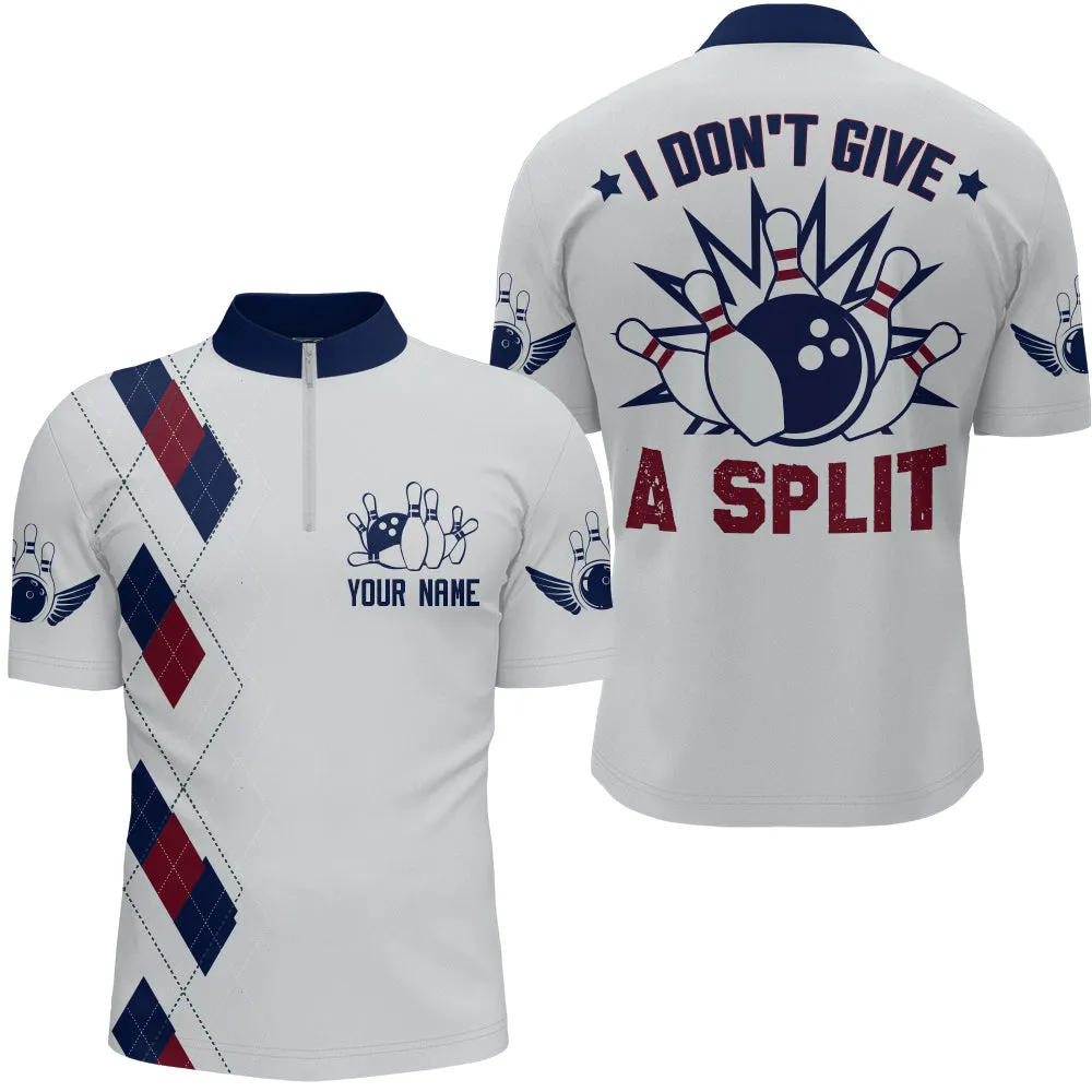 I Don't Give A Split Bowling Quarter-Zip Shirt Men Custom American Bowling Jersey