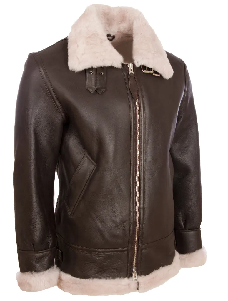 JEE2 Men's Shearling Jacket - Brown/Beige Fur