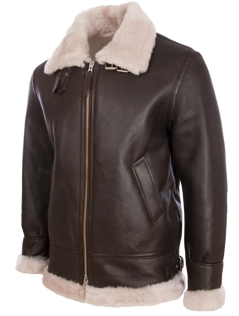 JEE2 Men's Shearling Jacket - Brown/Beige Fur