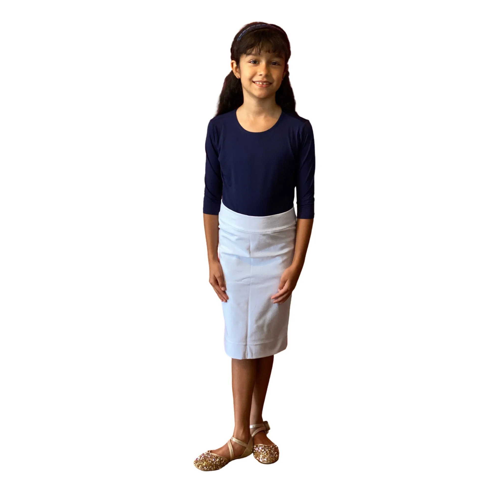 Junior Midi Skirt / Modest Skirt / Knee Length Skirt / White Skirt for School Uniform/ School Approved Skirt / Sz 6-16 / tzniut girl