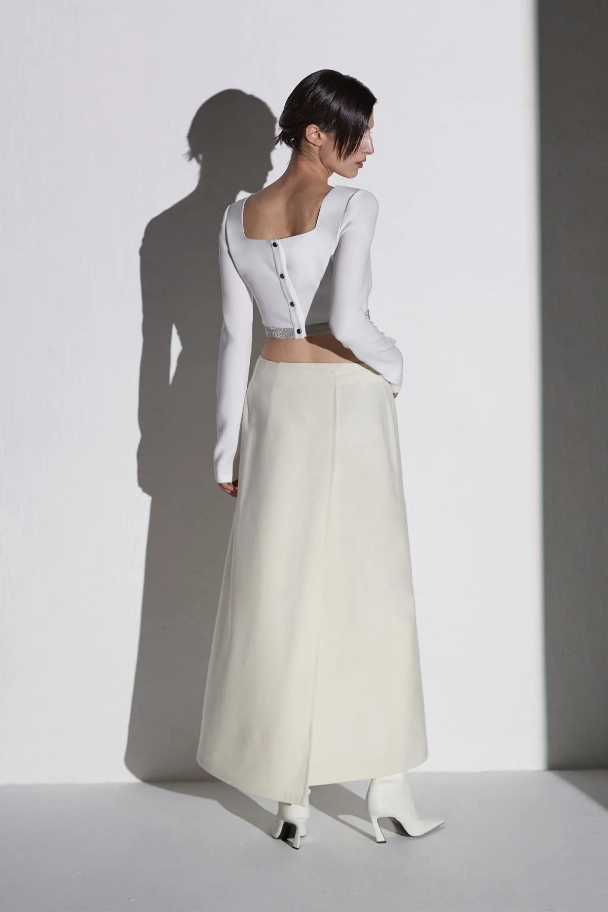 KAAN WOOL LONG WRAP SKIRT