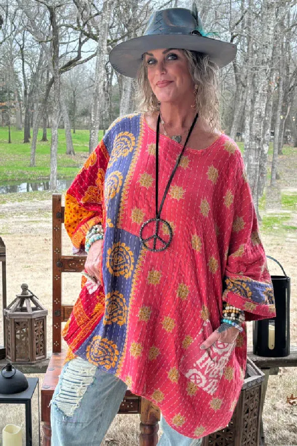 Kantha Sunrise Poncho "Jam" by Jaded Gypsy