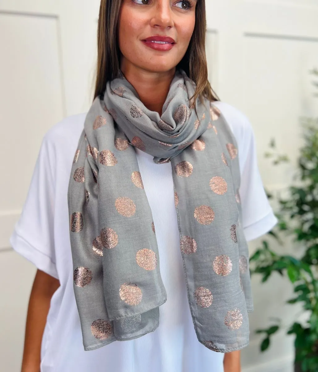 Khaki Rose Gold Spot Print Scarf