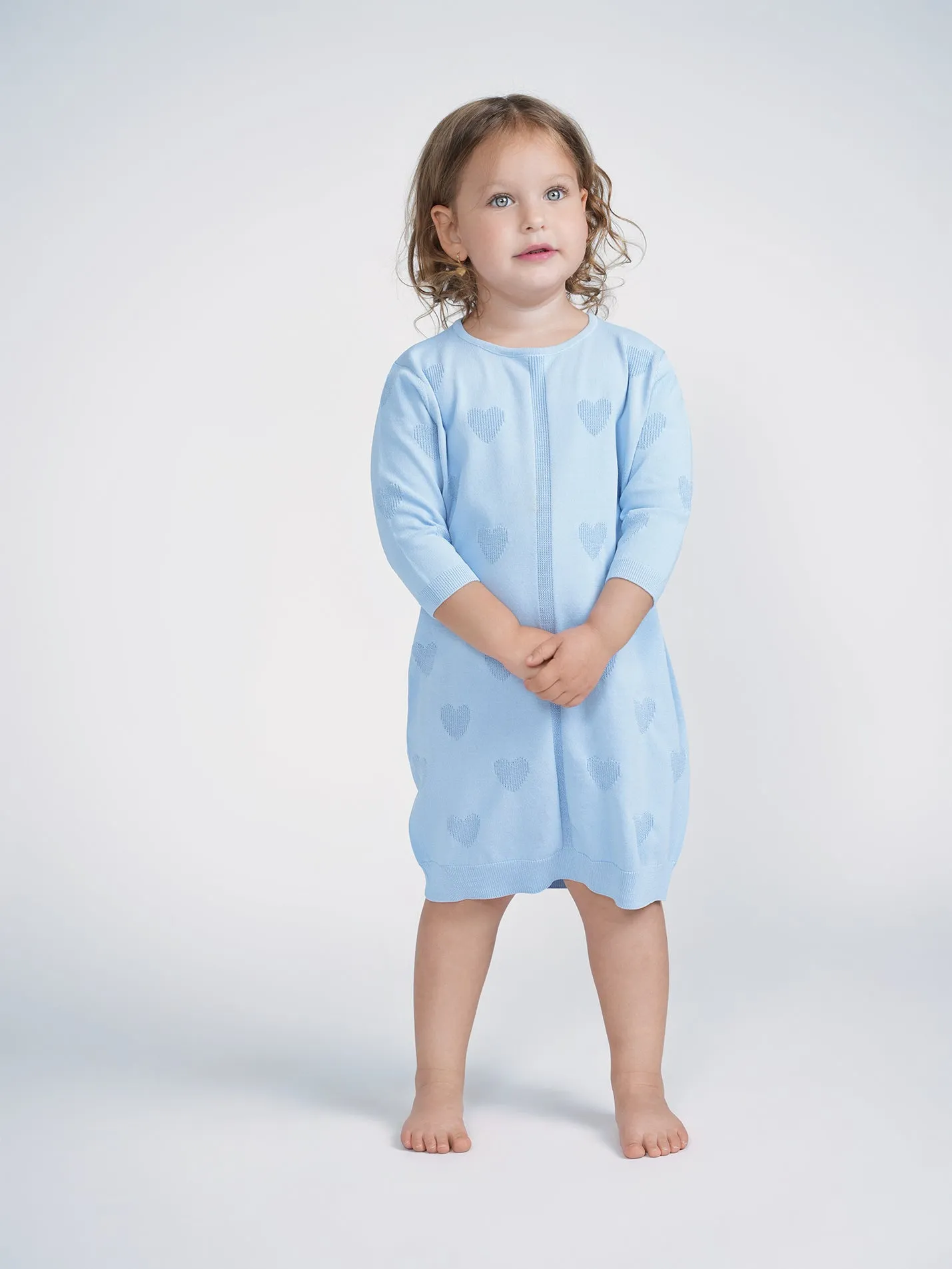 Kids Heart Knit Dress Blue